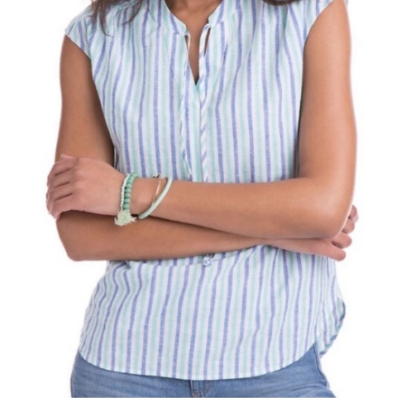 Vineyard Vines Tops - Vineyard Vines shirt linen cotton blend sleeveless coastal shirt